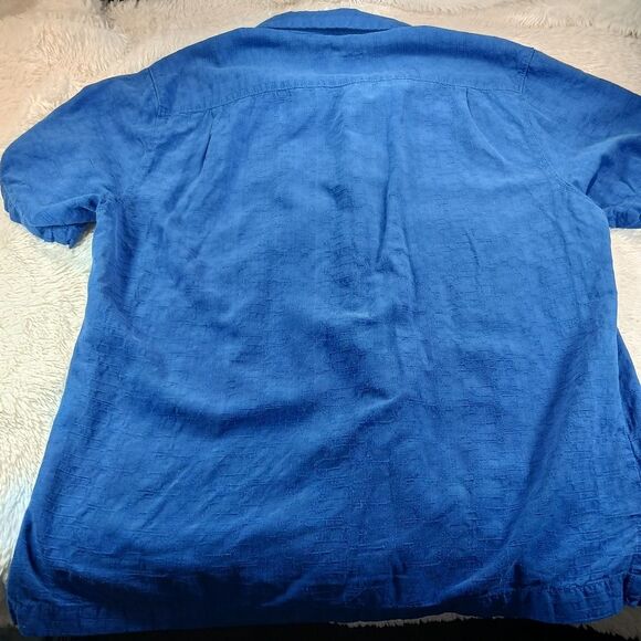 Tommy Bahama Silk & Cotton Casual Button Down Shirt Men's Large Blue............ - Picture 10 of 11